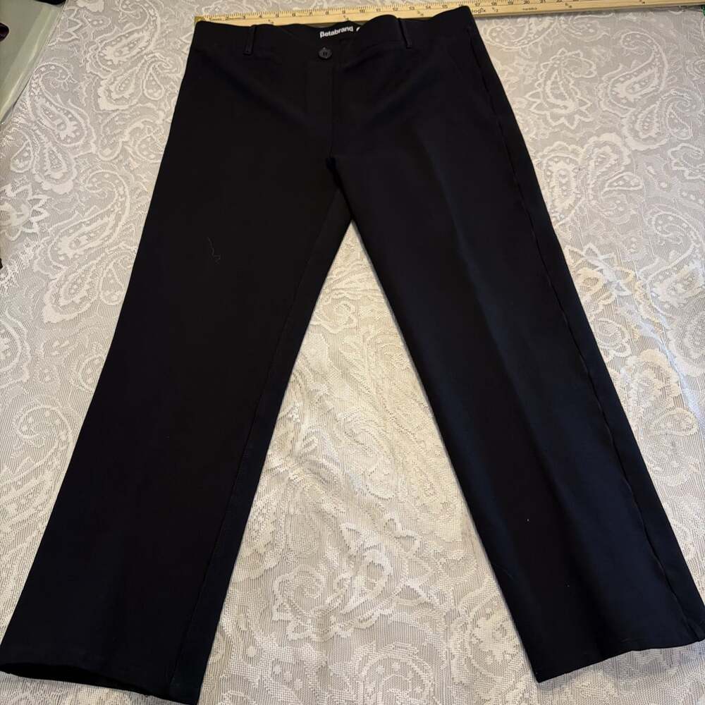 Betabrand Black Straight Leg Dress Pants XL P/W34/L25 Office Dressy 2Pockets